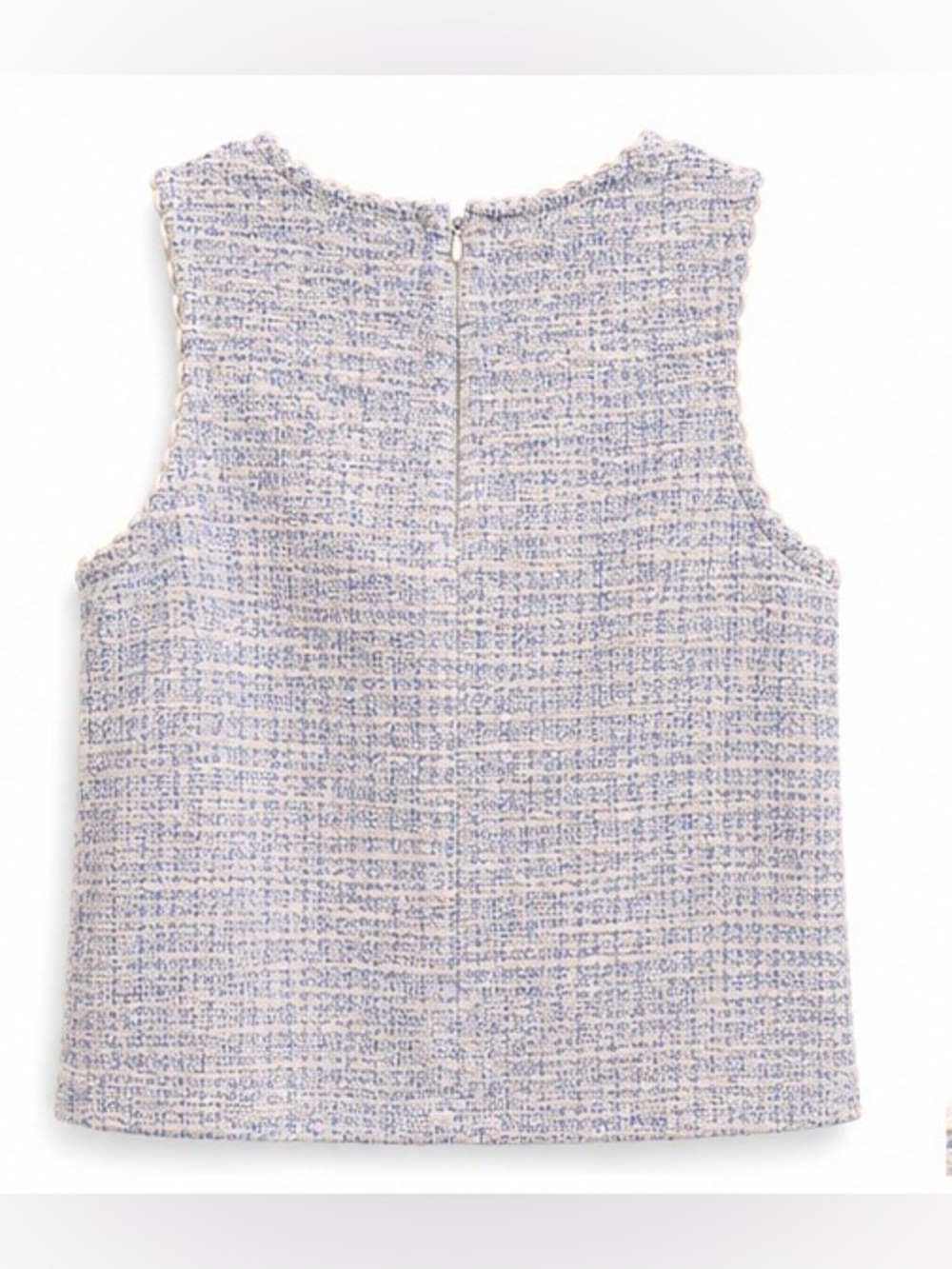 J.Crew Bouclé Tweed Sleeveless Top XXS | Blue & Cream Textured Shell - Picture 10 of 12